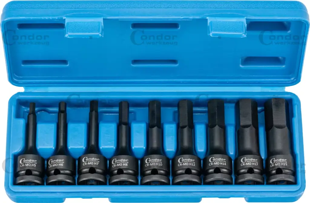CONDOR 1/2" KUUSIO VOIMAKÄRKIHYLSYSARJA 4-19MM 9 OSAA