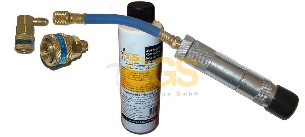 ÖLJY/UV-RUUTTA 1/4' 60ML ALU R1234YF / R134A SIS 250ML UV VÄRI
