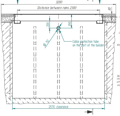 [TRE2140] TWIN RAM YLÄKEHYS JA KASETTI 2-SYLINTERINOSTIMELLE 2300 MM GALV/MAALATTU