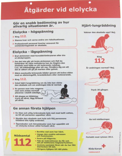 [SOTK-OSTSSE] OHJEET SÄHKÖTAPATURMAN SATTUESSA, 300X900, RUOTSI